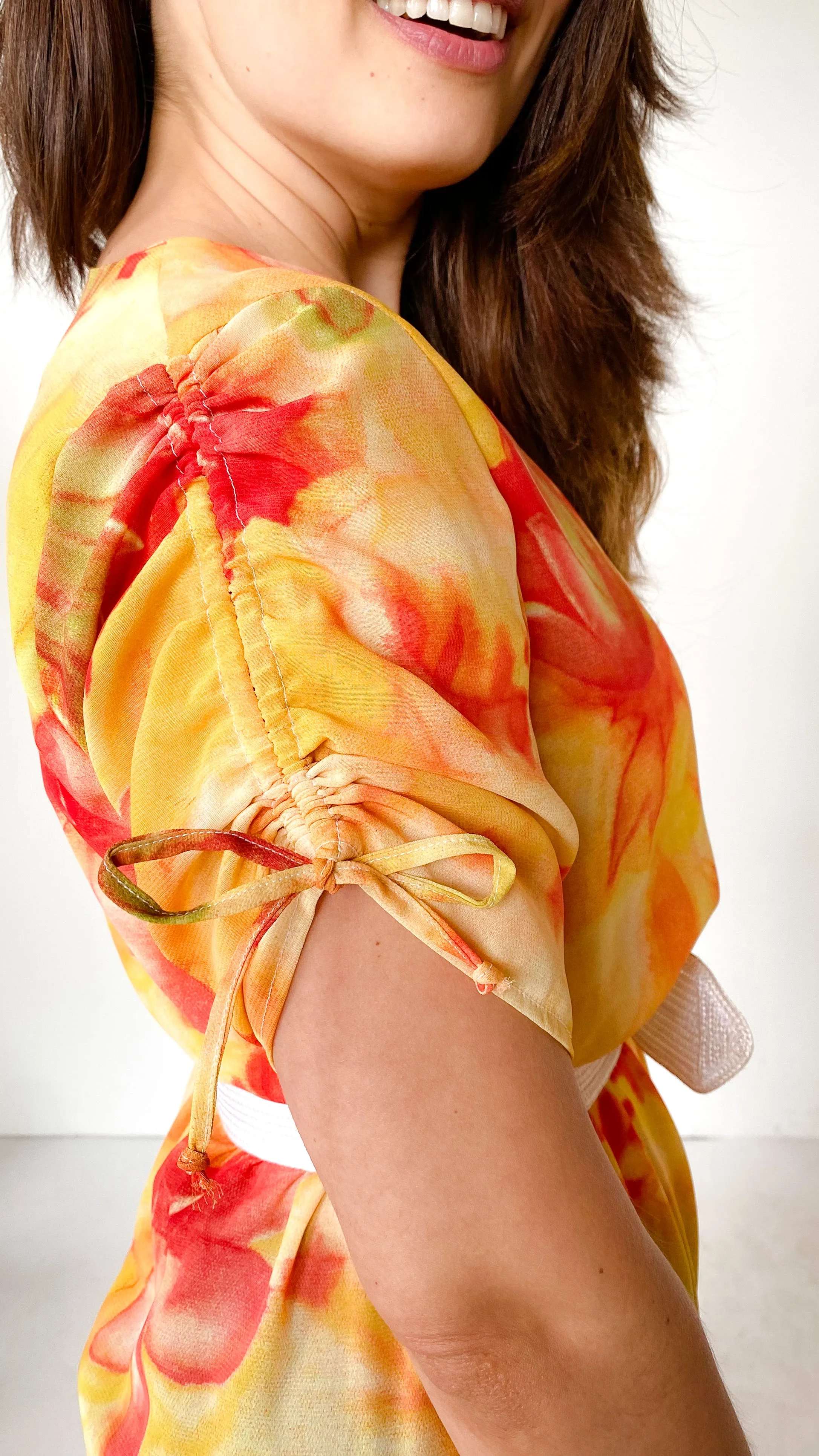 1980s Sun Kissed Floral Dress, sz. S