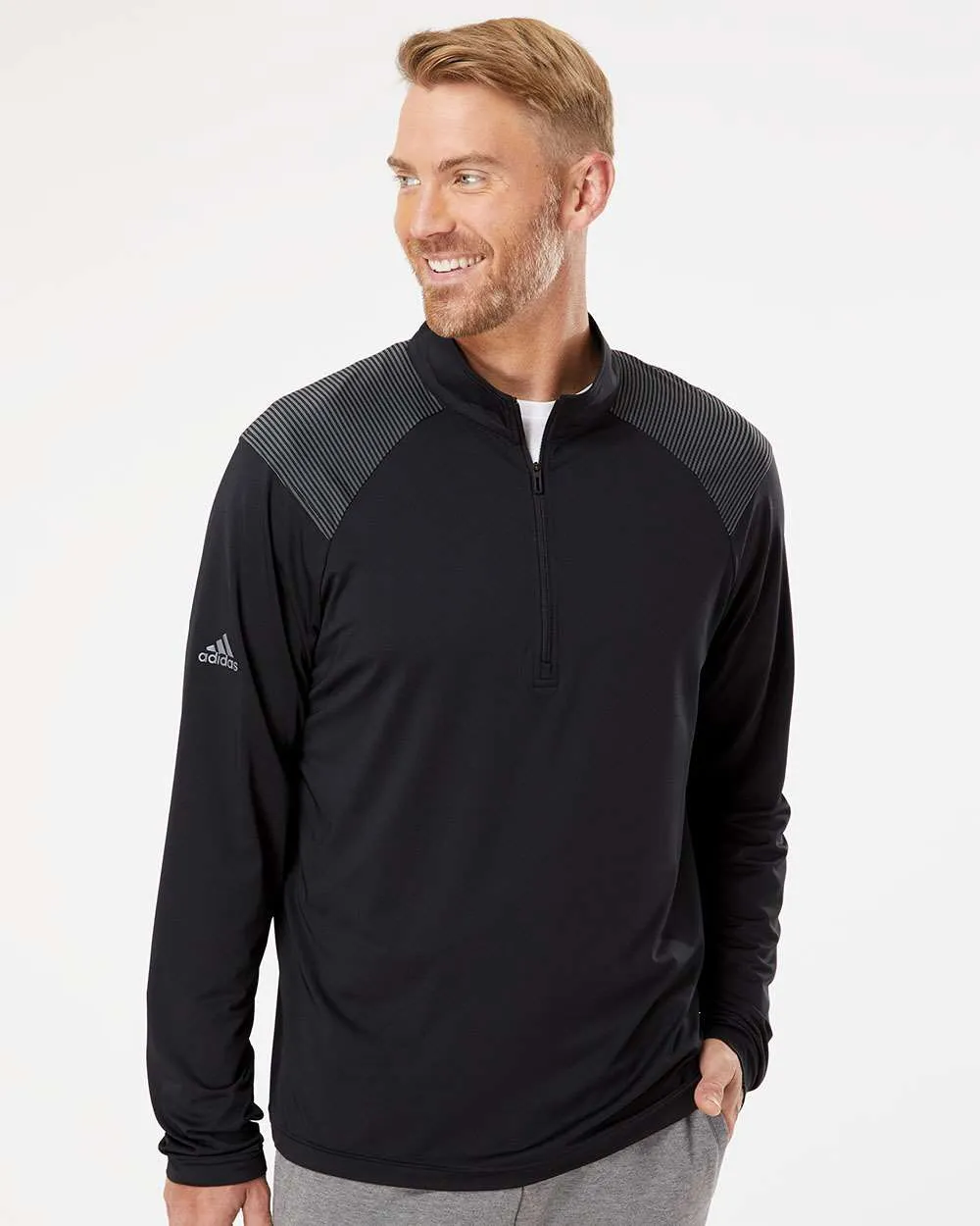 Adidas Shoulder Stripe Quarter-Zip Pullover