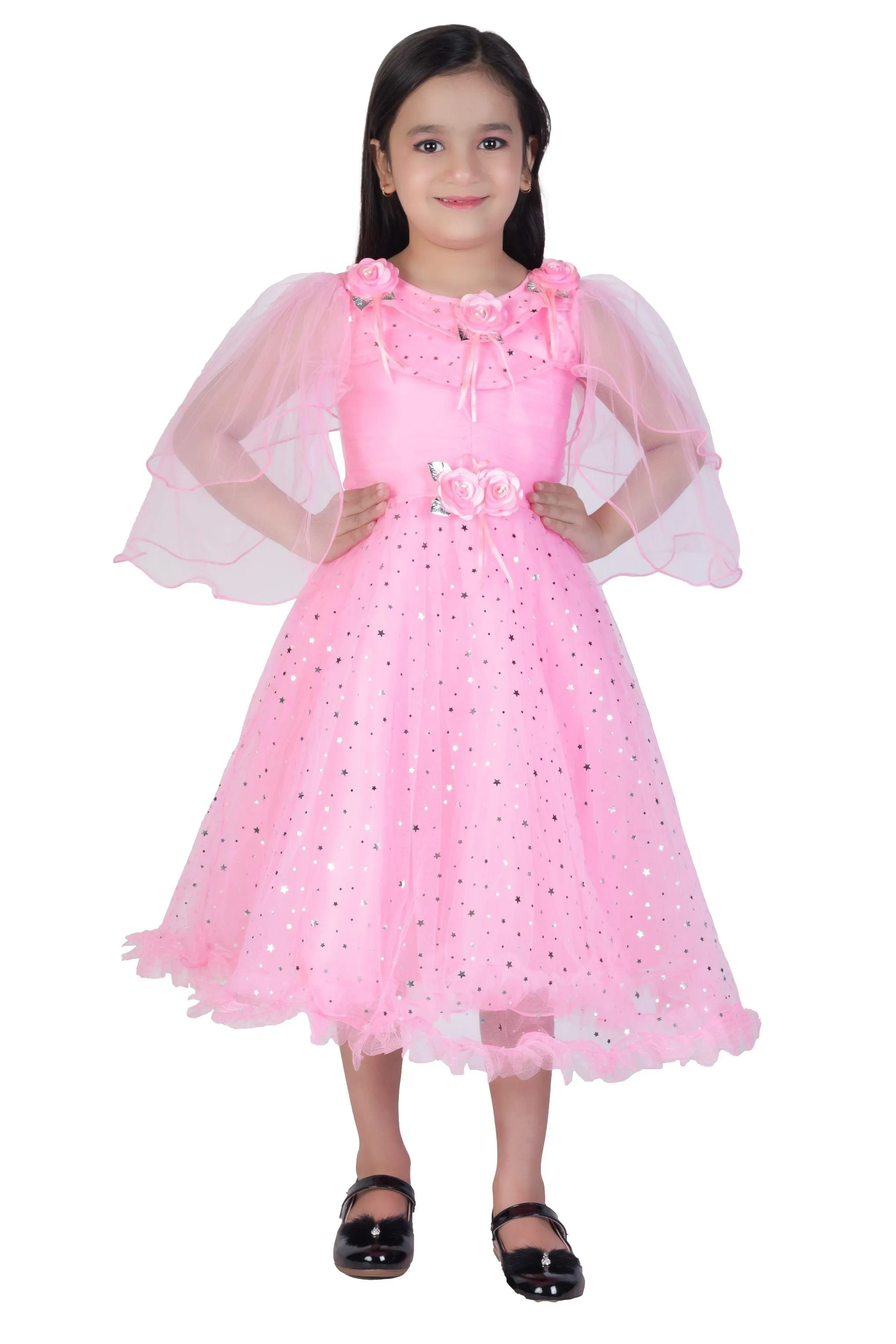 Ahhaaaa GIrls Cotton A-Line Maxi Dress/Angel Pari Dress/Christmas Gown