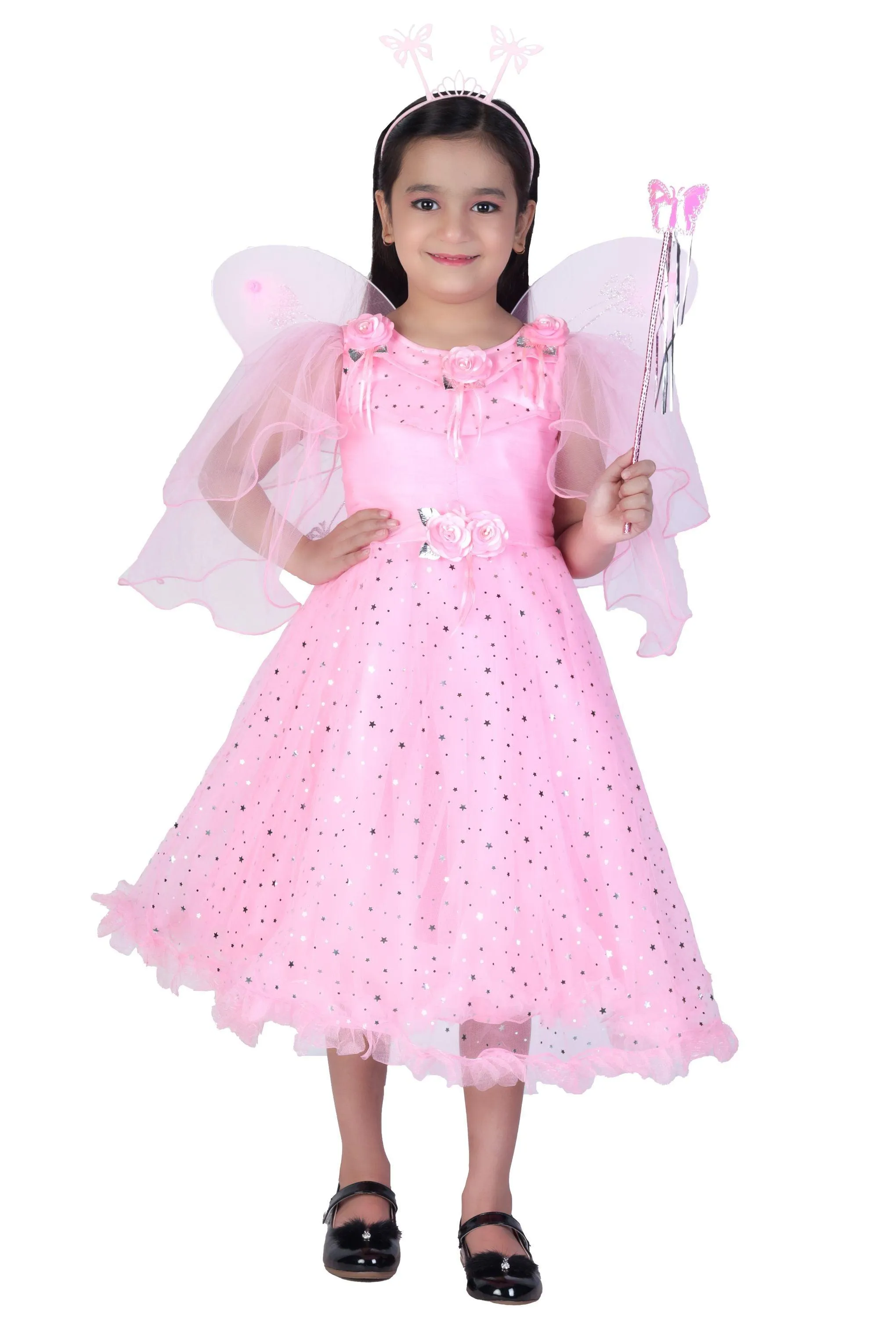 Ahhaaaa GIrls Cotton A-Line Maxi Dress/Angel Pari Dress/Christmas Gown