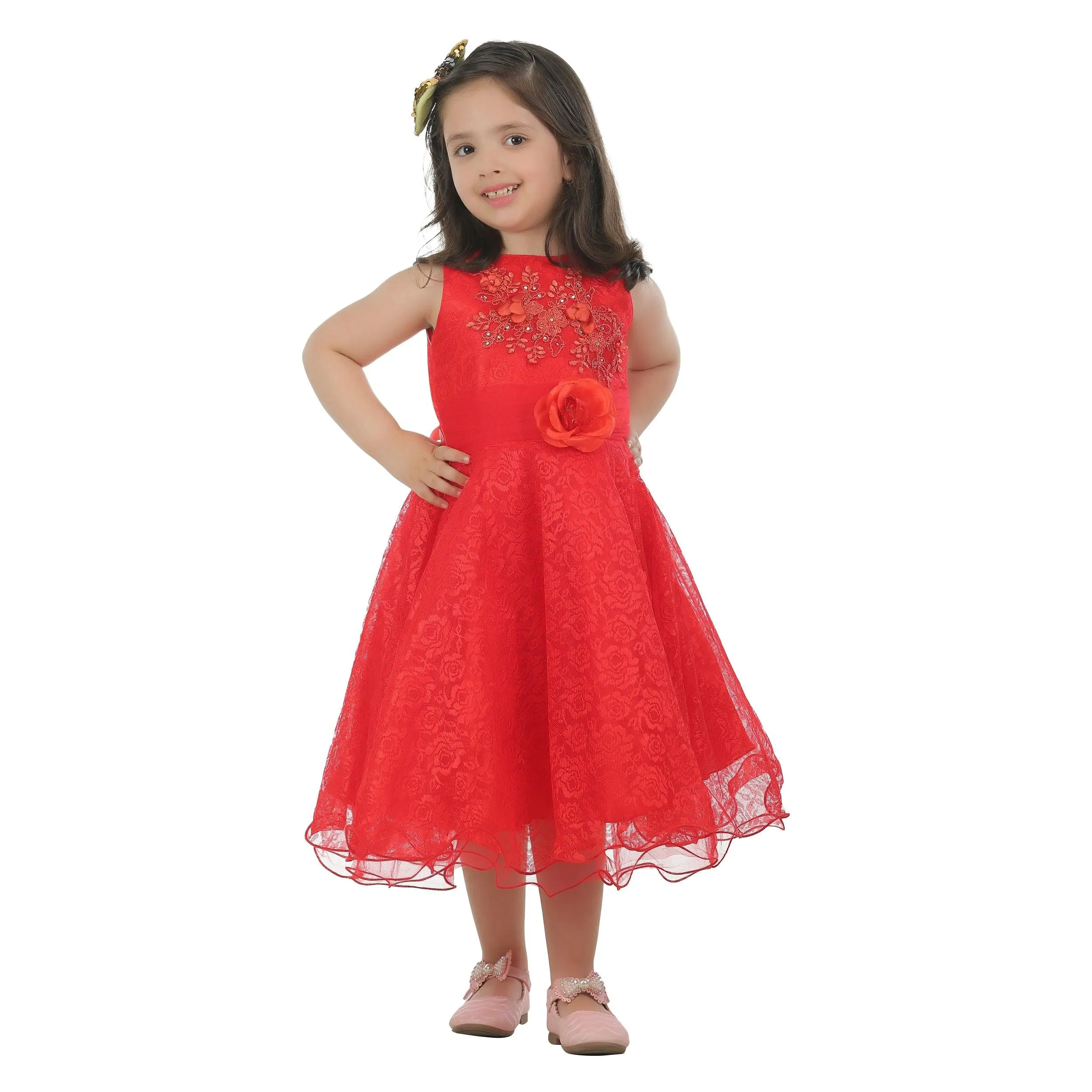 Ahhaaaa Kids Cotton A-Line Maxi Dress/Angel Pari Dress/Christmas Gown