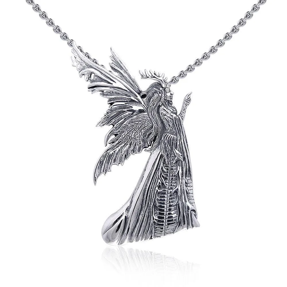Amy Brown Green Woman Fairy ~ Sterling Silver Jewelry Pendant TPD137