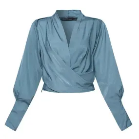 Années 80 Blouse Col V Manches Ballon