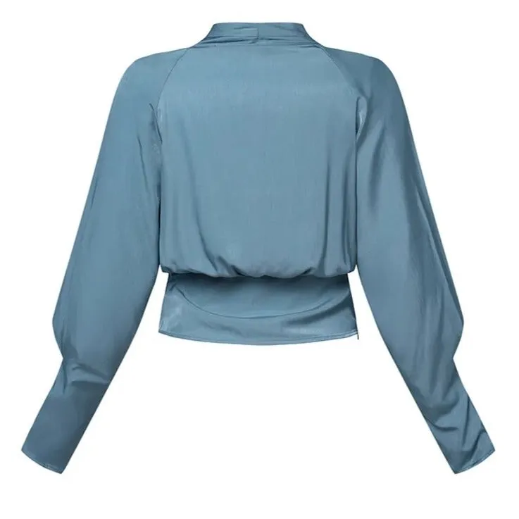Années 80 Blouse Col V Manches Ballon