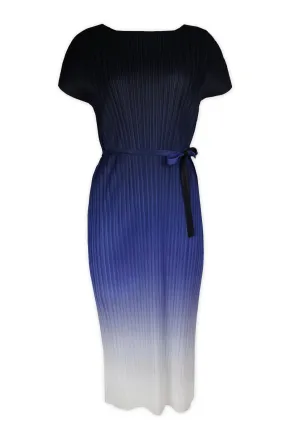 (BACK IN STOCK!) Valentina Ombre Plissé Satin Cap-Sleeve Dress