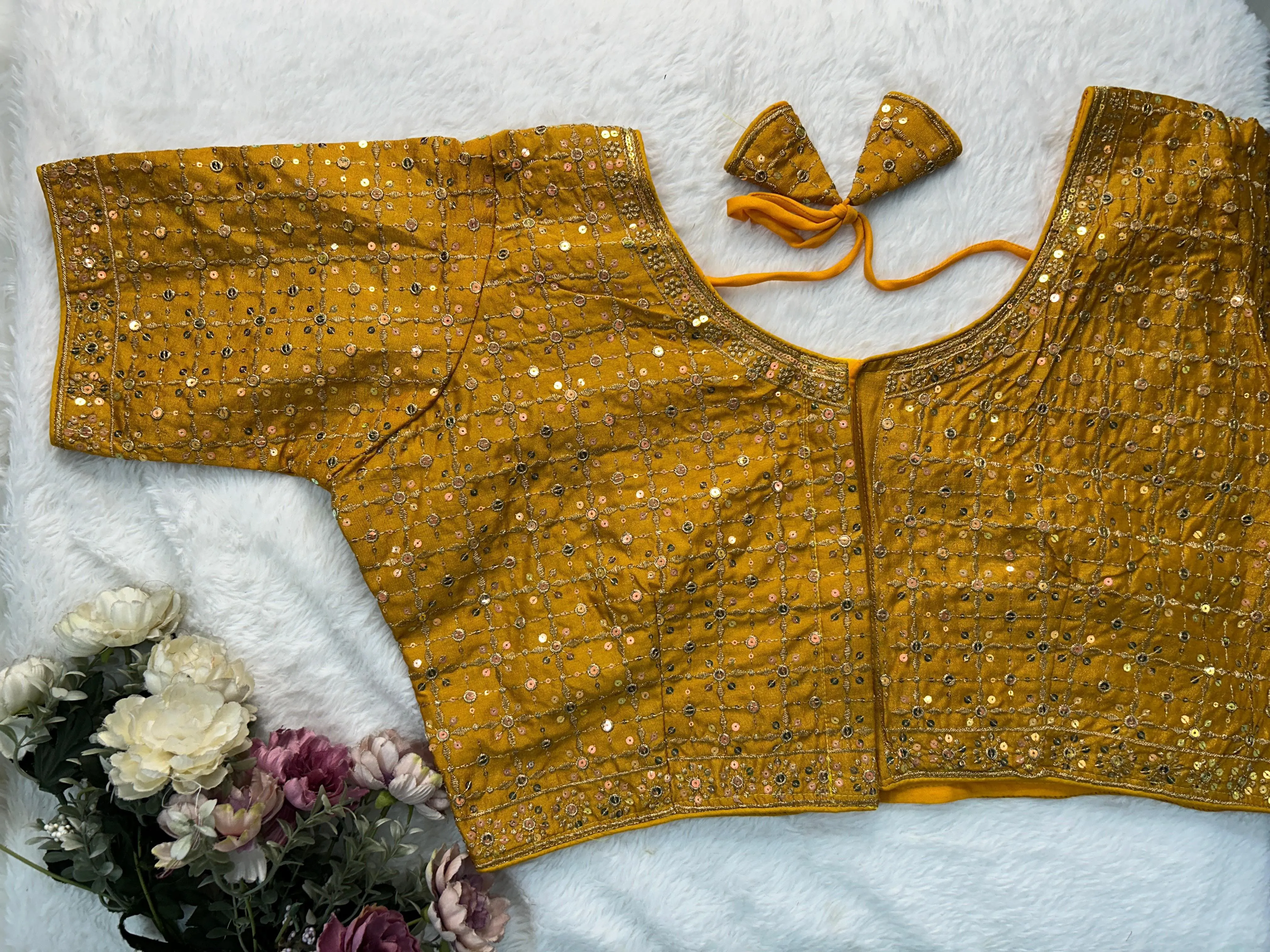 Beautiful Designer Readymade Heavy Vichitra Silk Big Size Blouse