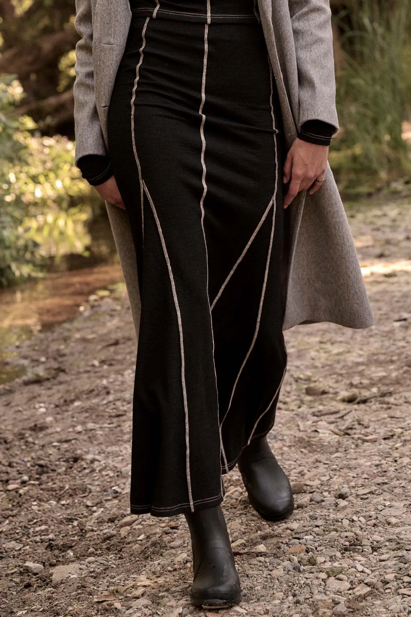 Body of Work Exposed-Seam Rib-Knit Mermaid Skirt