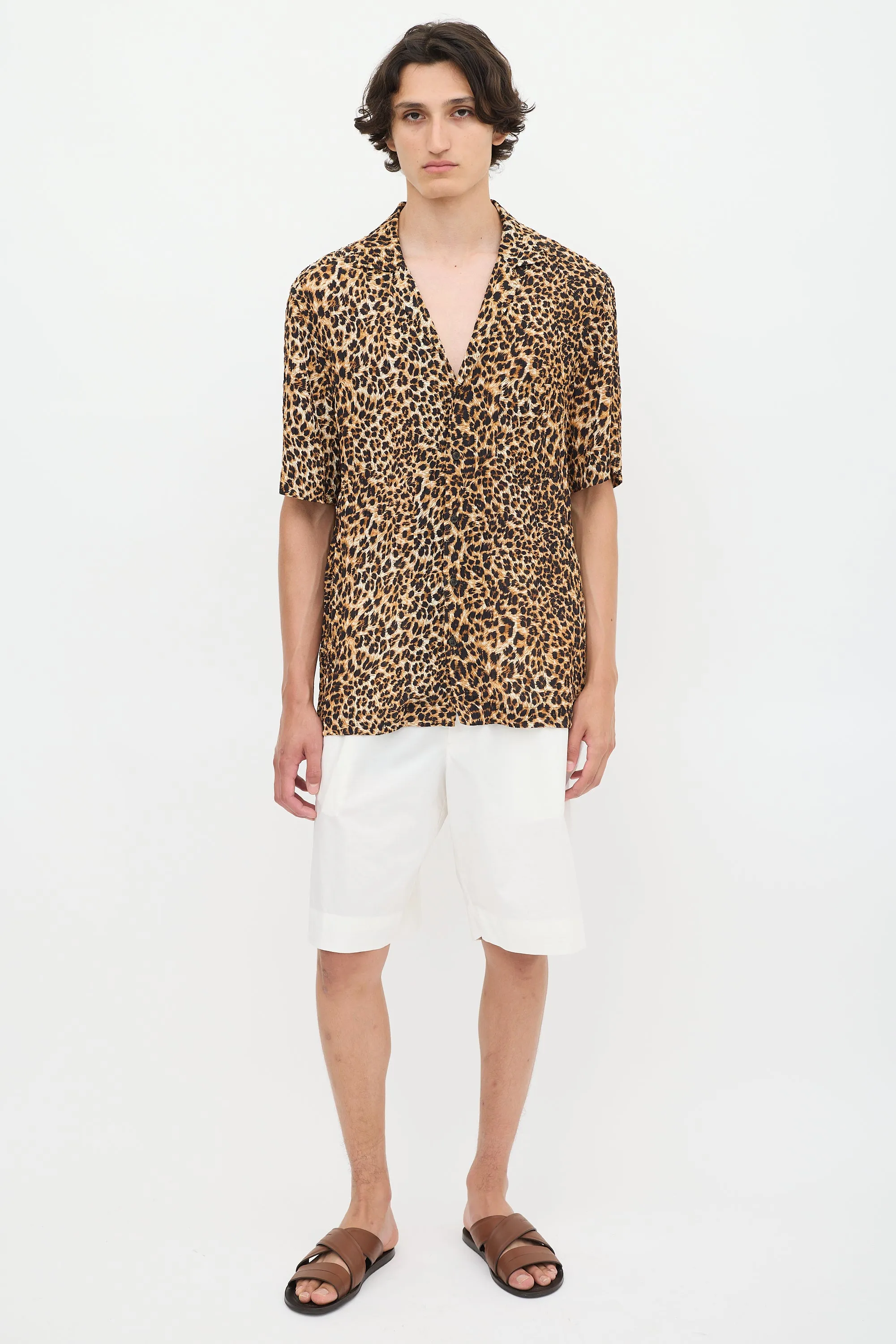 Brown & Black Plissé Printed Shirt
