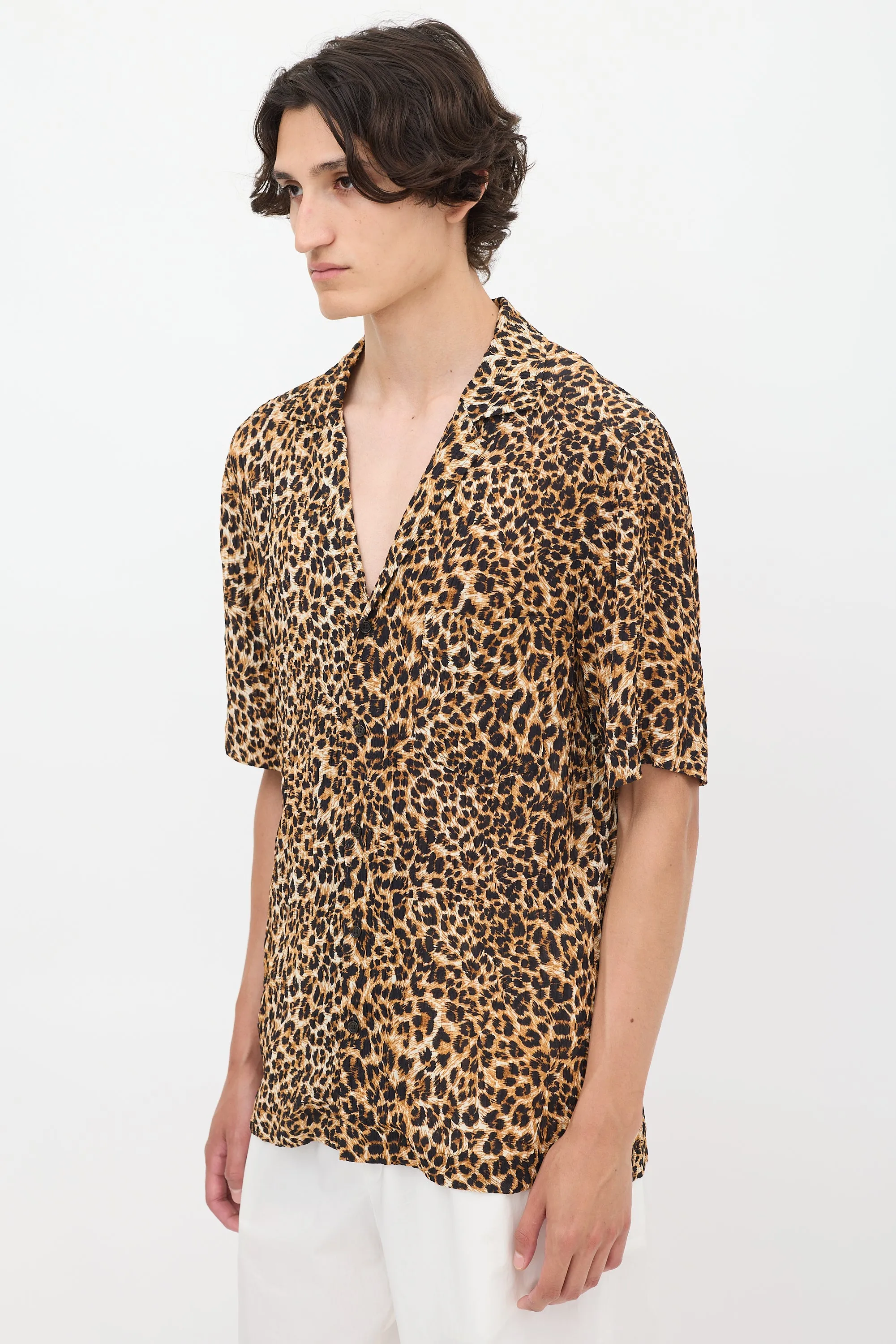 Brown & Black Plissé Printed Shirt