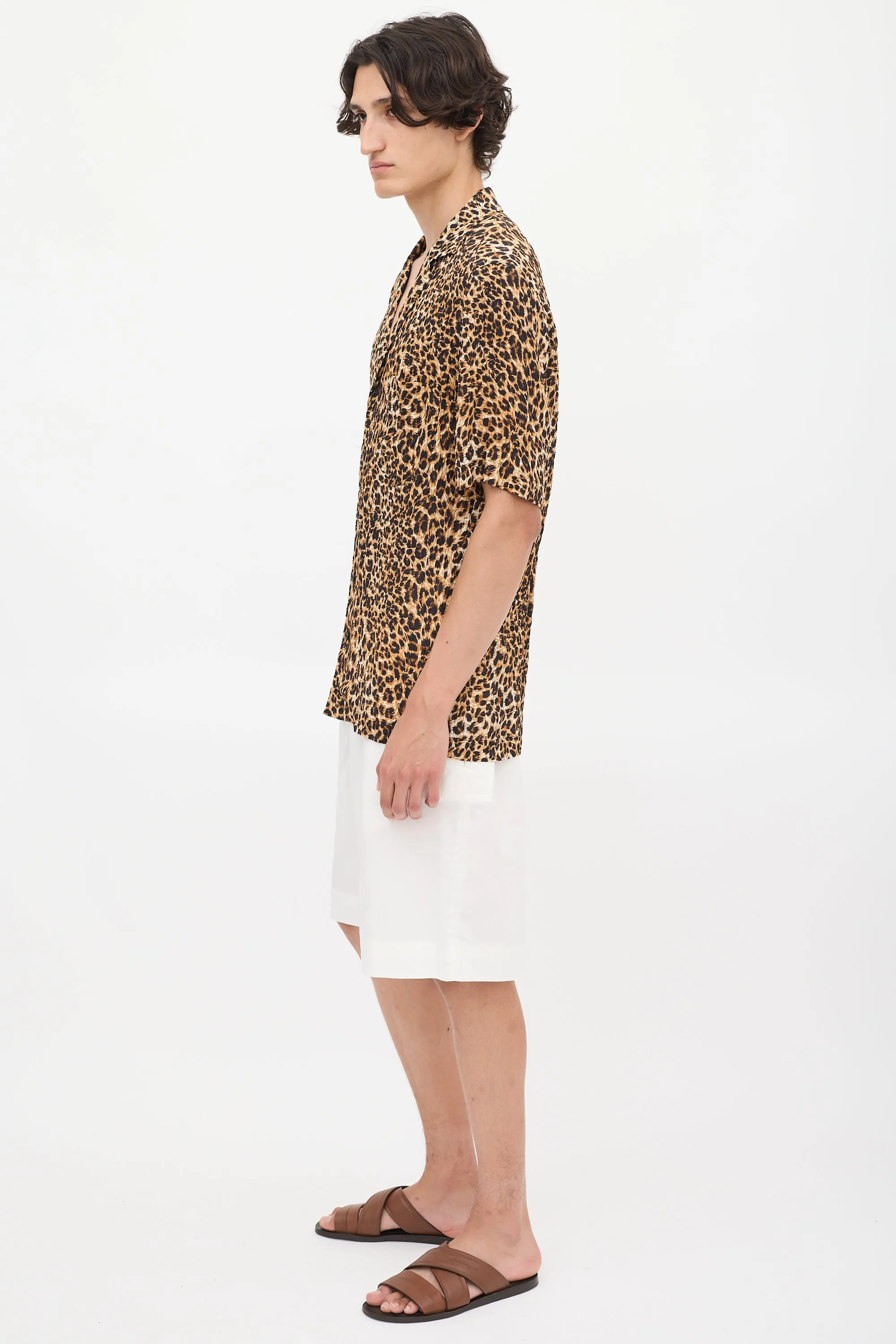 Brown & Black Plissé Printed Shirt