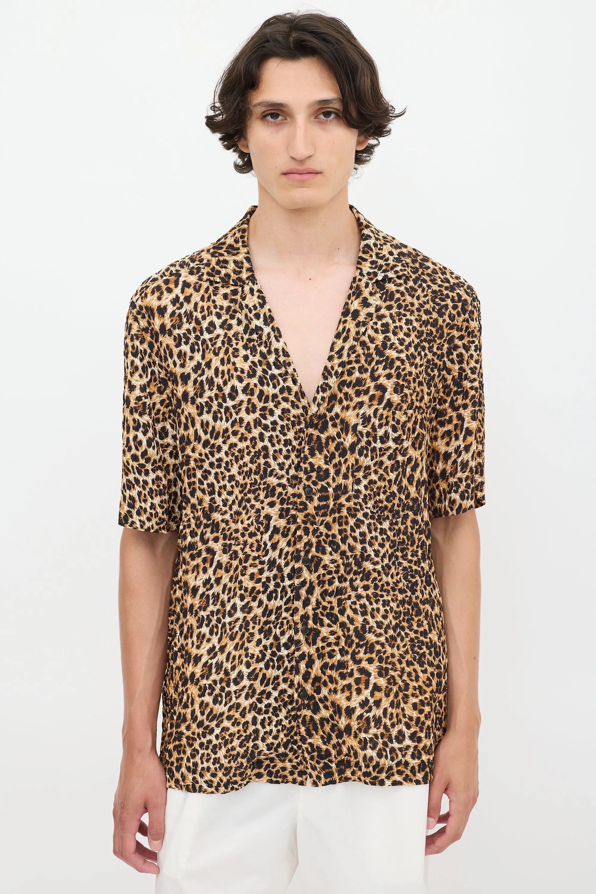 Brown & Black Plissé Printed Shirt