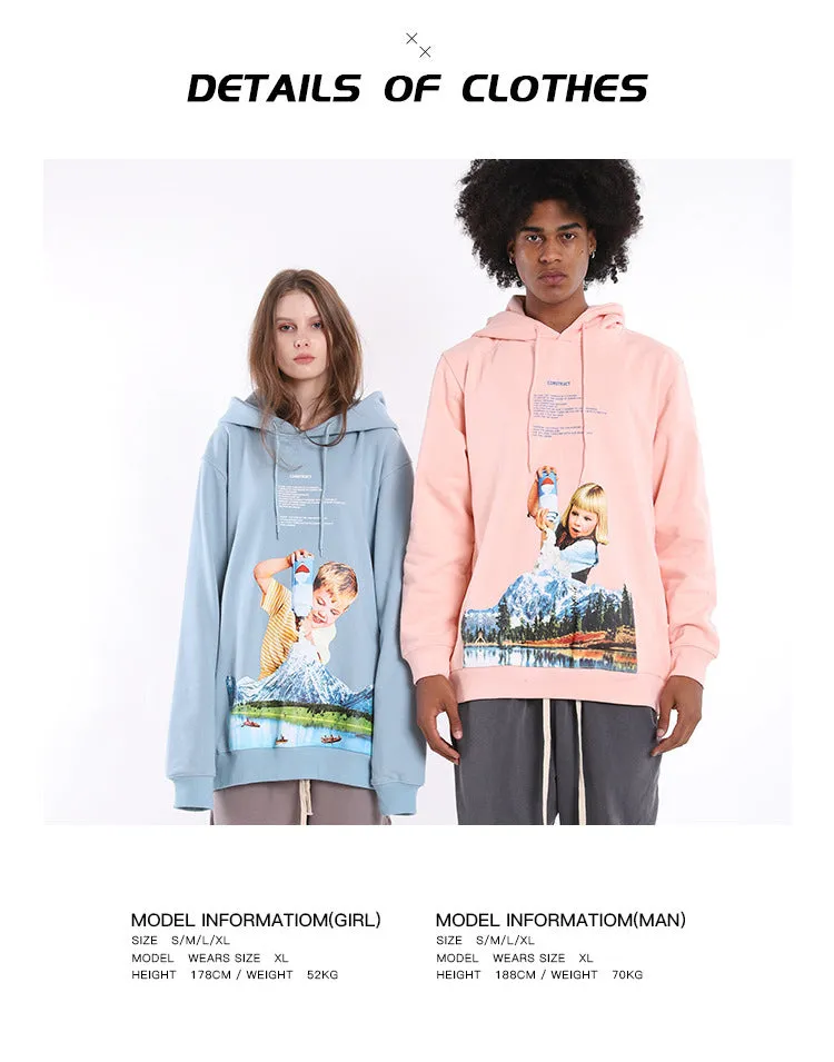 Cartoon Girl and Boy Hoodie