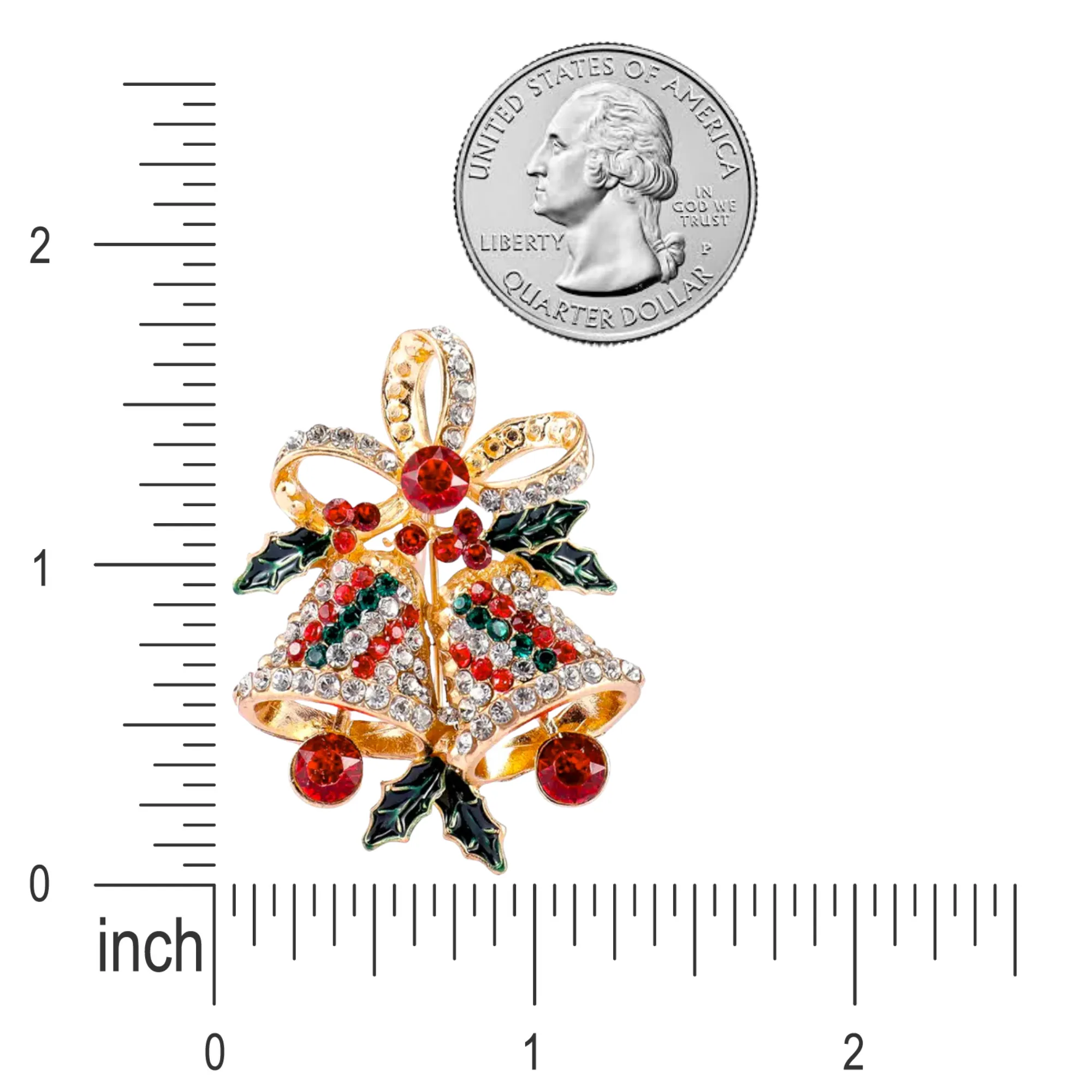 Christmas Jewelry Crystal Rhinestone Bell Charm Brooch Pin BH232 Multi