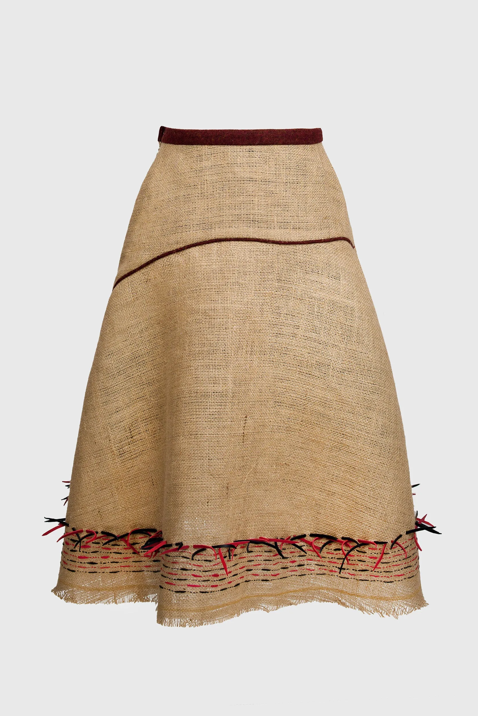 Clay Fitted Skirt with Yoke- Jute Canvas