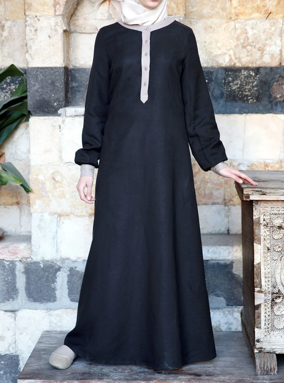 Contrast Linen Maxi Dress