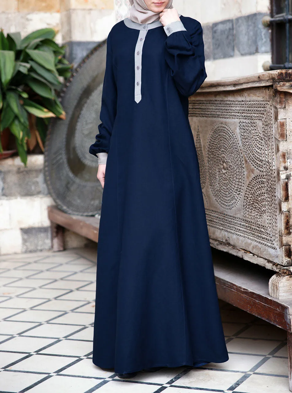 Contrast Linen Maxi Dress