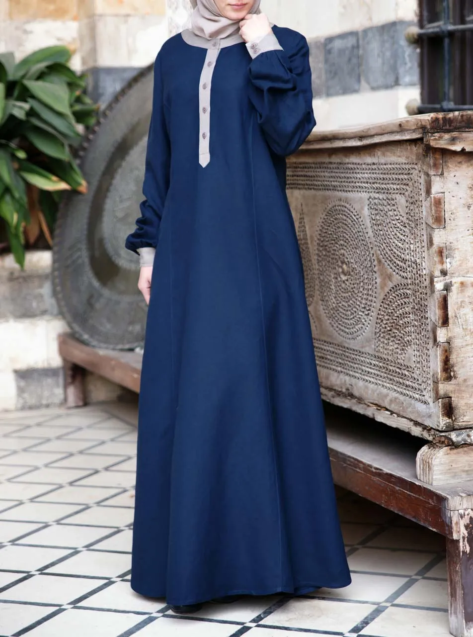 Contrast Linen Maxi Dress