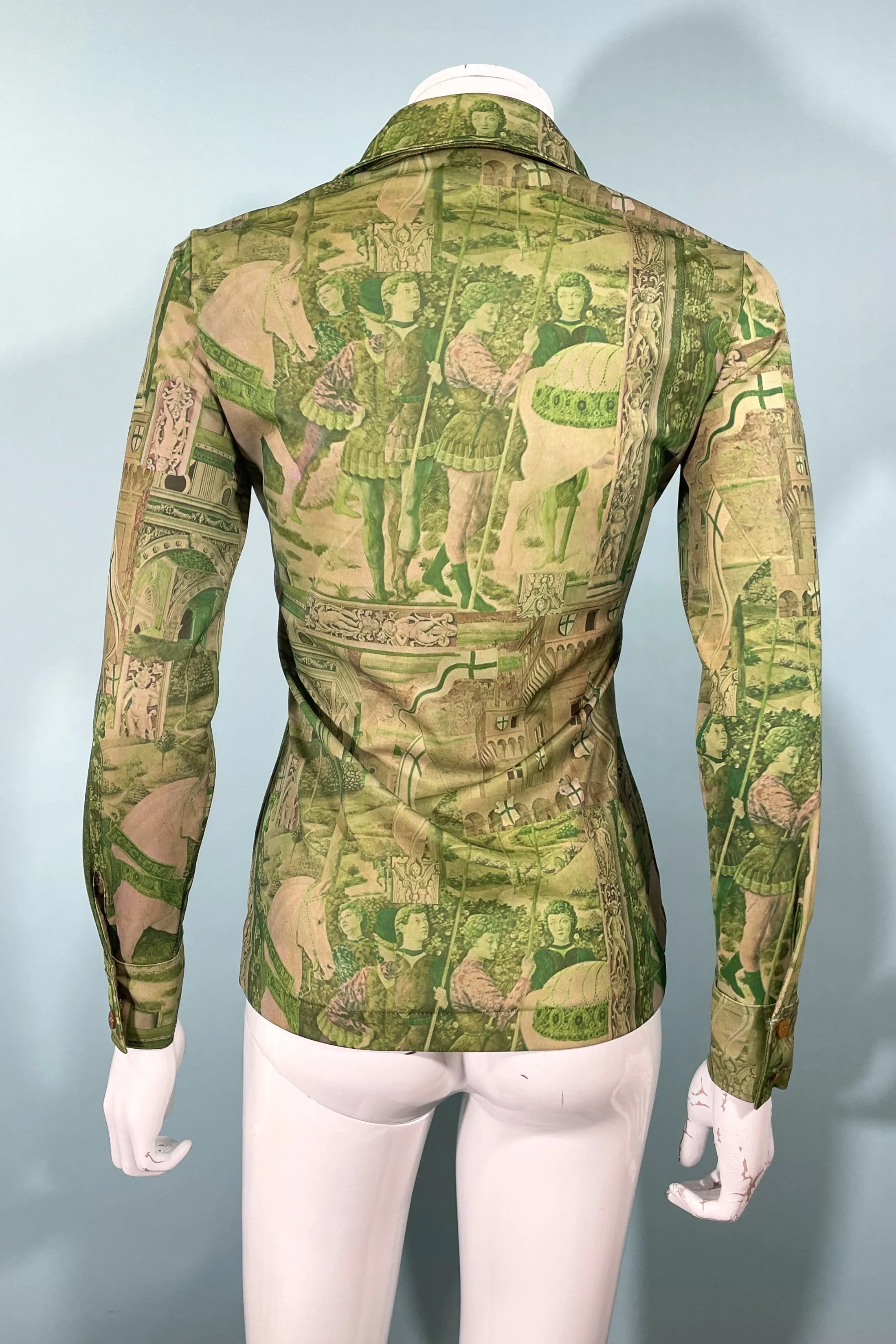 Disco 70s Renaissance/Castles Novelty Print Blouse, East by Jason Silverstein XS