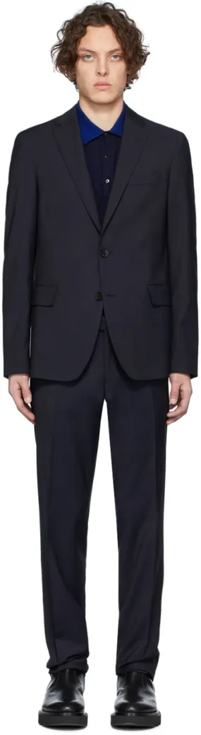 Etro Navy Wool Houndstooth Suit