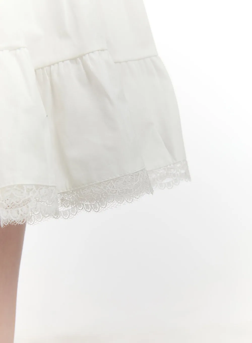 Flared Lace Trim Mini Skirt CF527