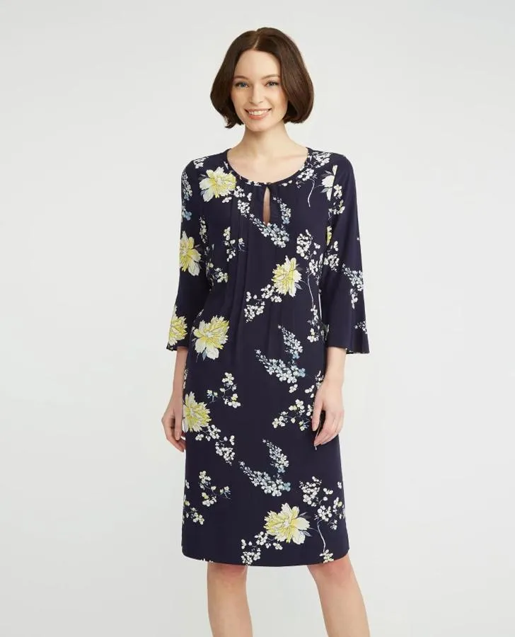 Garden Floral Fluted Sleeve Dress