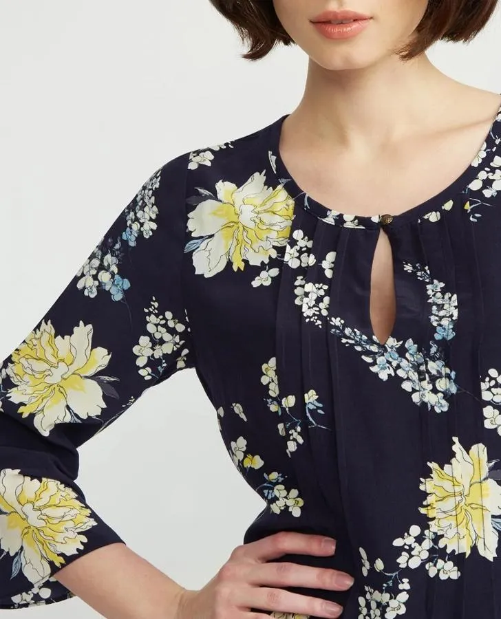 Garden Floral Fluted Sleeve Dress