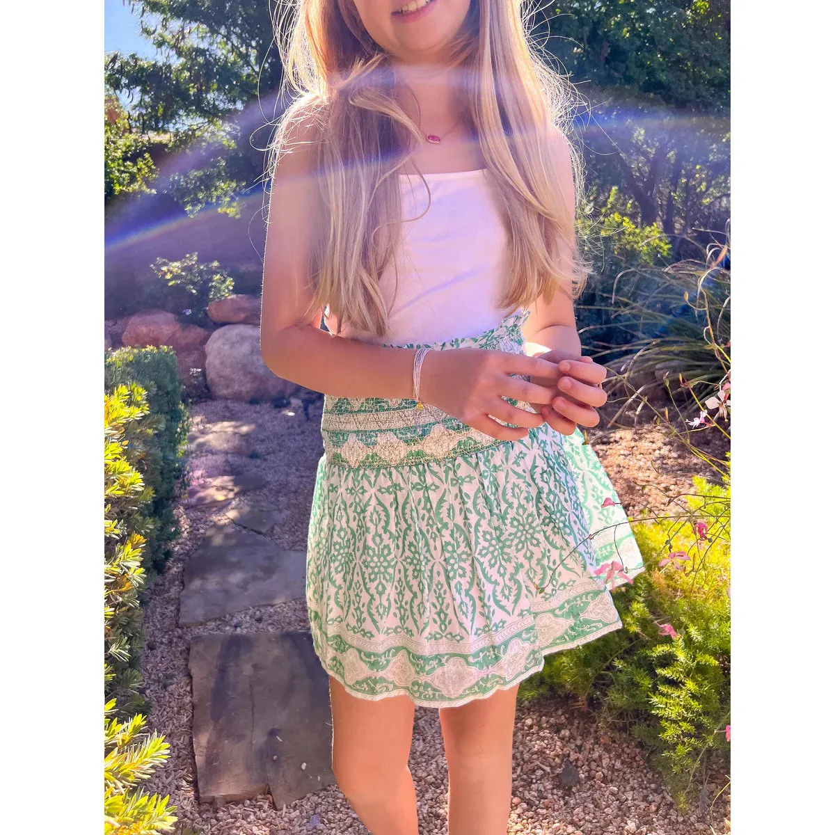 Girl's Green Smocked Skirt