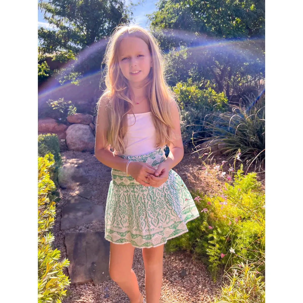 Girl's Green Smocked Skirt