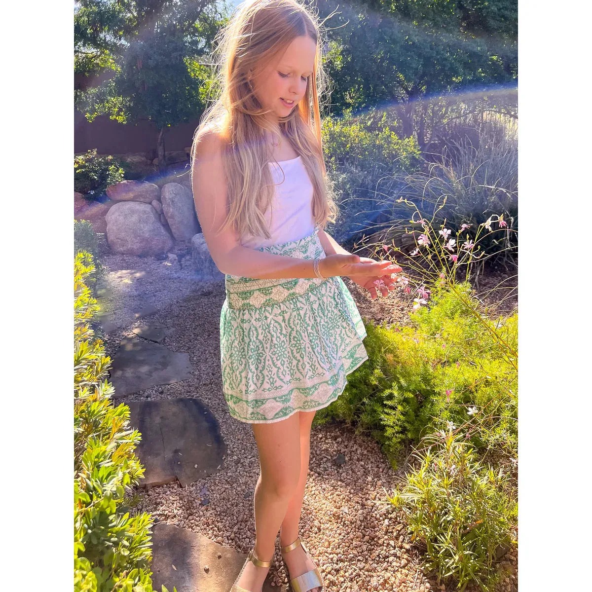 Girl's Green Smocked Skirt