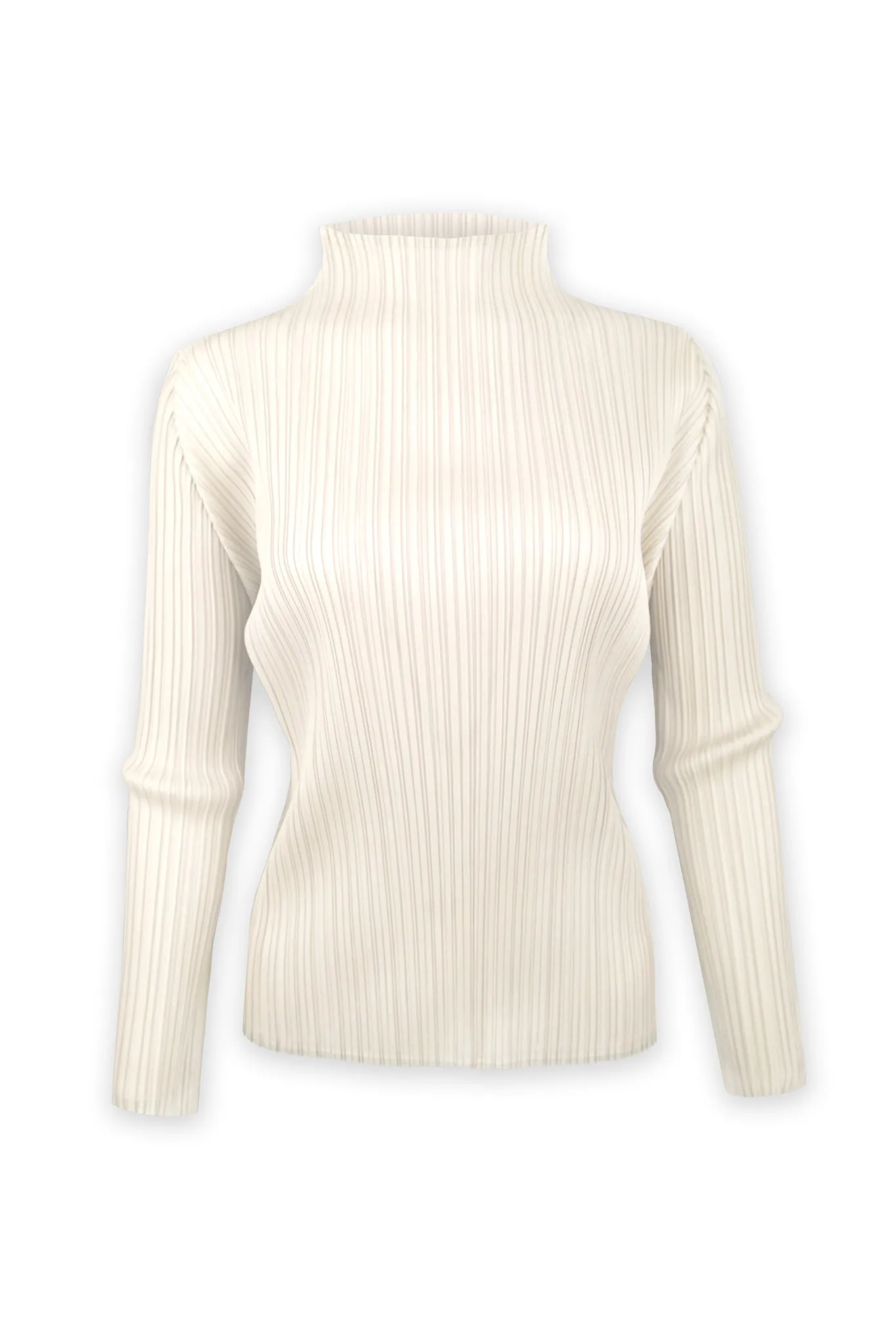 Harper Mockneck Long Sleeve Plissé Satin Top