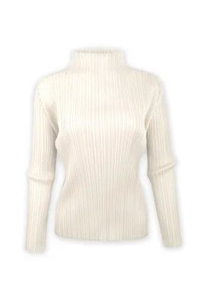 Harper Mockneck Long Sleeve Plissé Satin Top