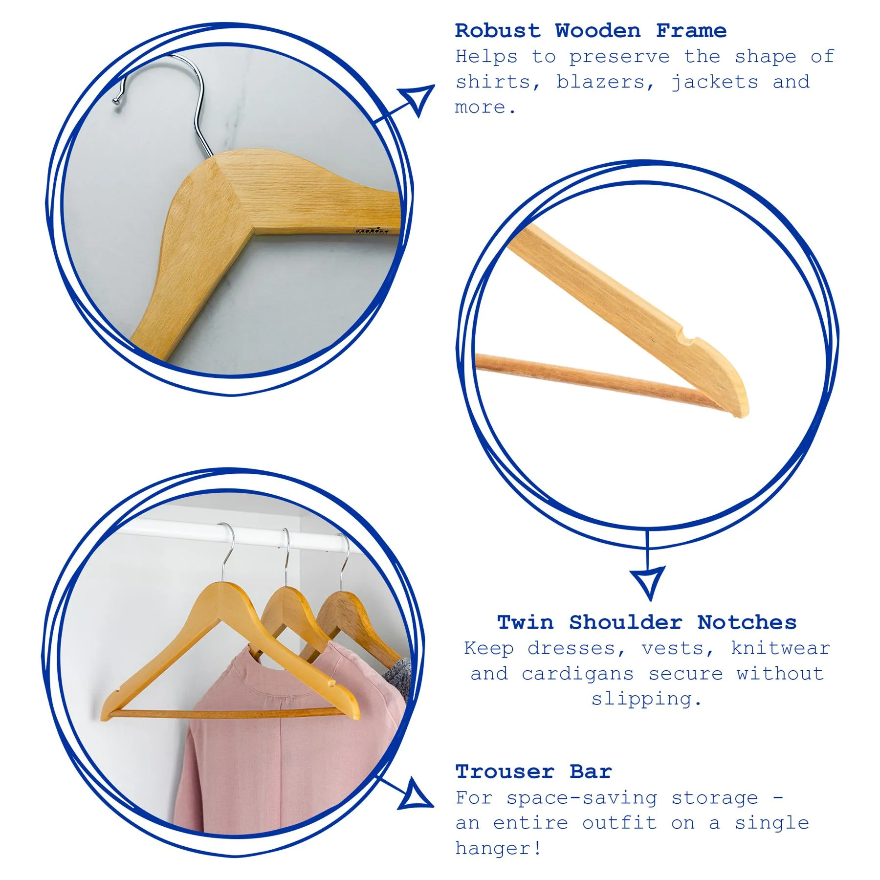 Kid's Wooden Hangers - Pack of 10 - By Harbour Housewares