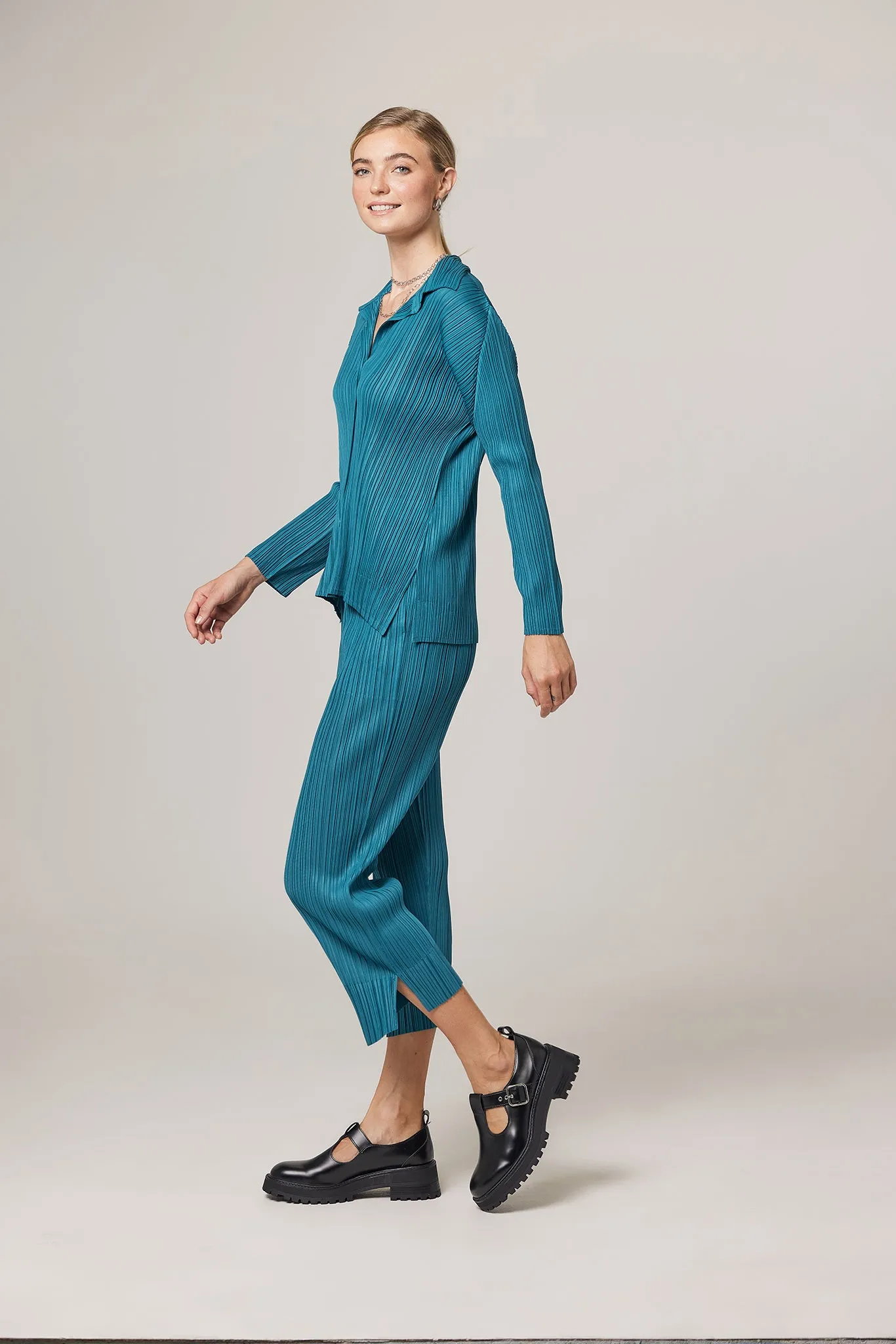 London Essential Plissé Satin Blouse