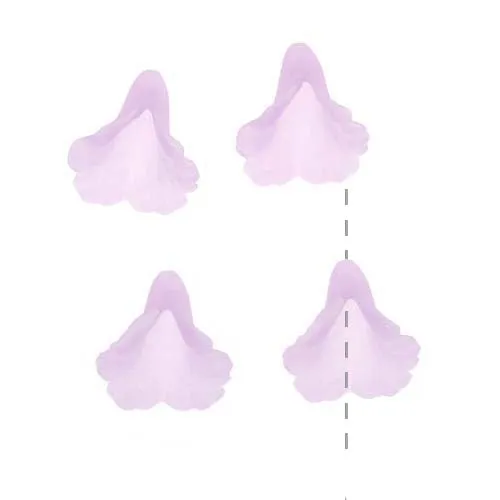 Lucite Bell Flowers Matte Light Amethyst Light Weight 15mm (4 pcs)