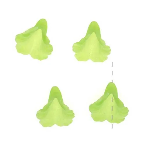 Lucite Bell Flowers Matte Peridot Green Light Weight 15mm (4 pcs)