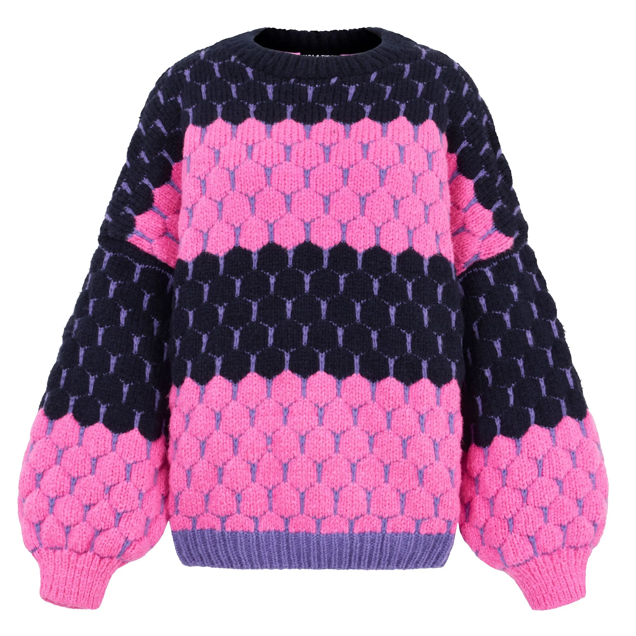 Marissa Stripe Bubble Stitch Jumper - Navy