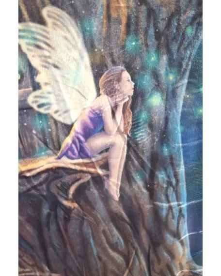 Nemesis Now Fairy And Owl Print Warm Blanket for Bed Couch Living Room