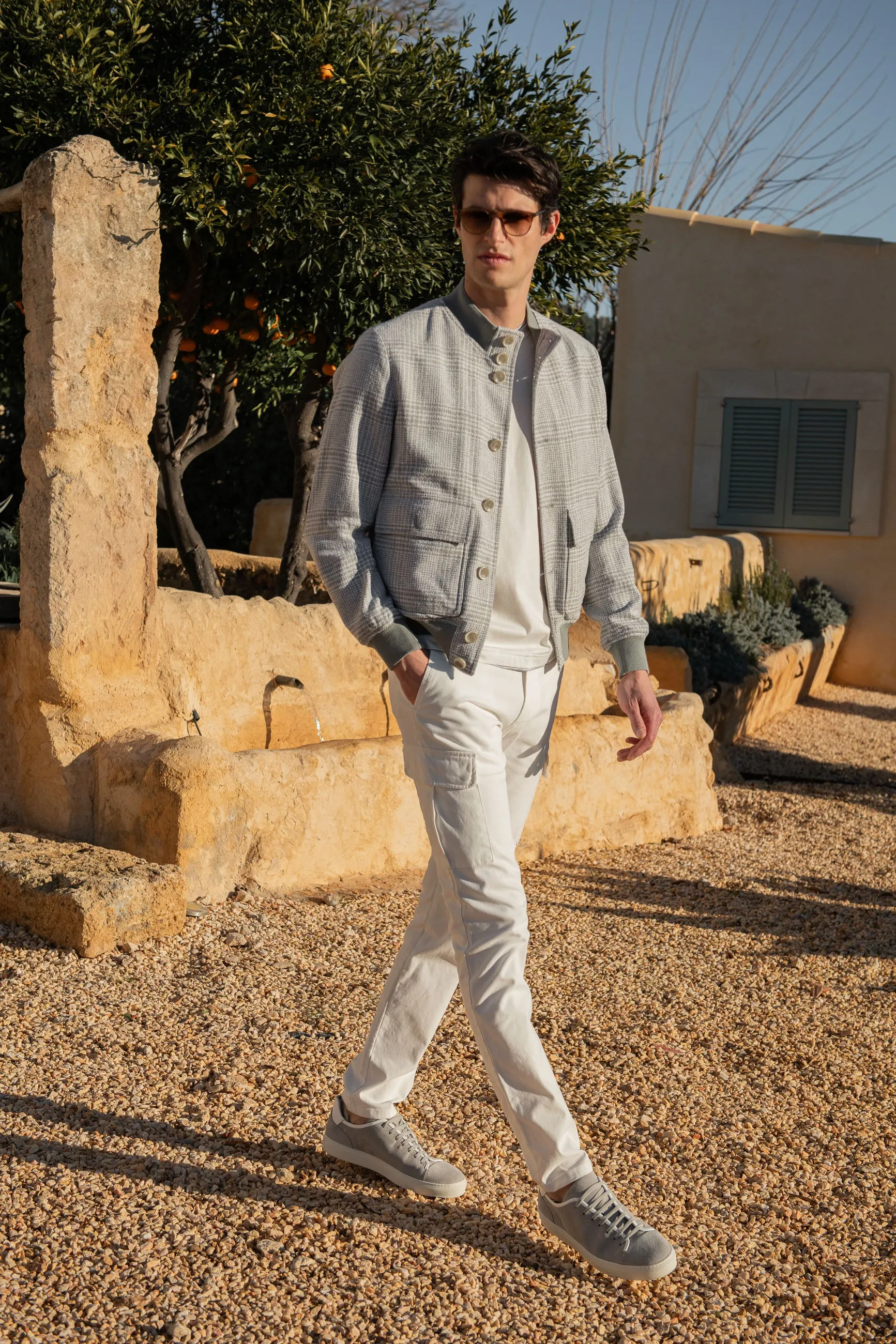 Off-white stretch cotton cargo - Made in Italy