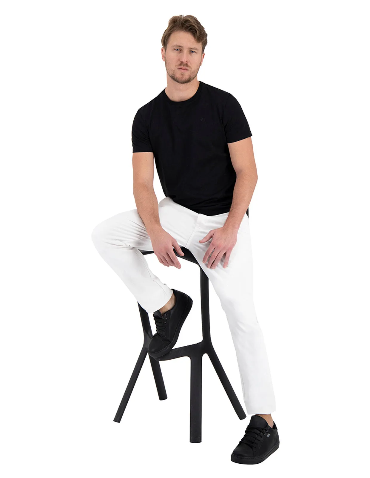 Pantalón Chino de Gabardina - Blanco