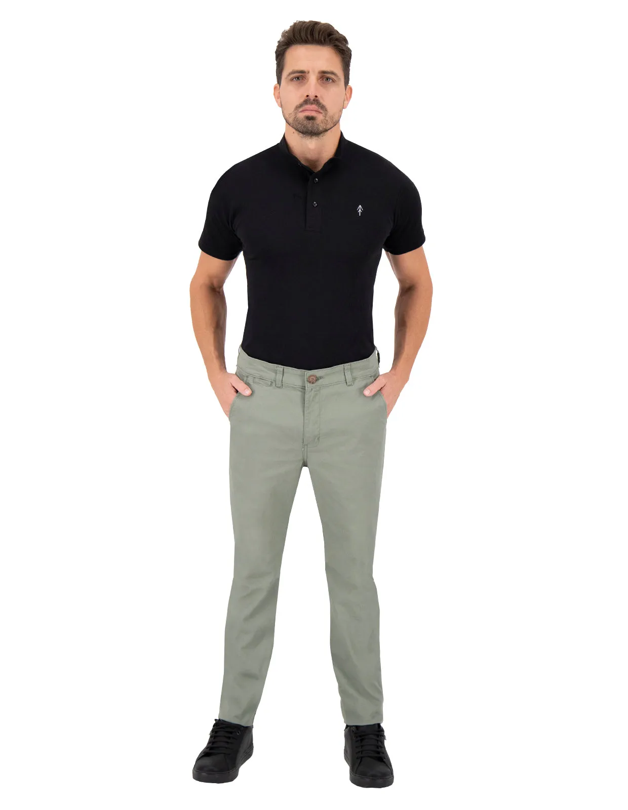 Pantalón Chino de Gabardina - Grey Stone