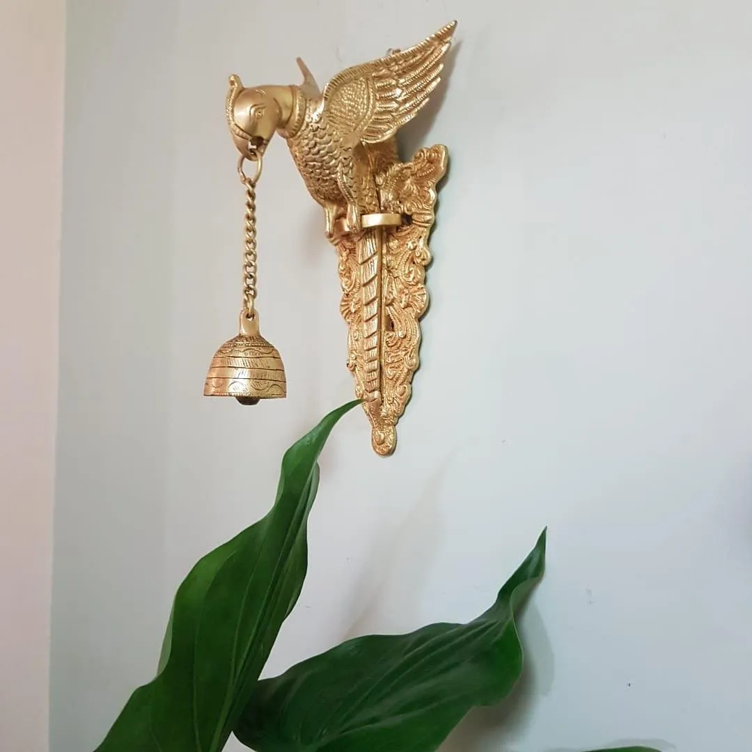 Parrot Hanging Bell - Brass Wall Hanging - Decorative Antique finish