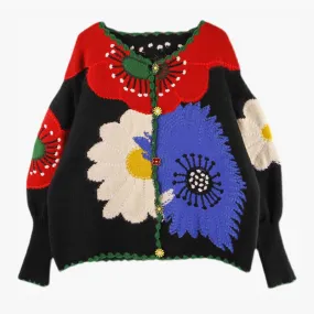 Plant Mom Aesthetic Cardigan Huge Flowers Design