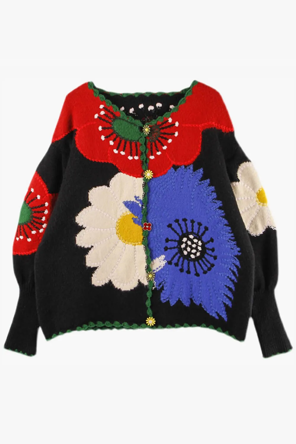 Plant Mom Aesthetic Cardigan Huge Flowers Design