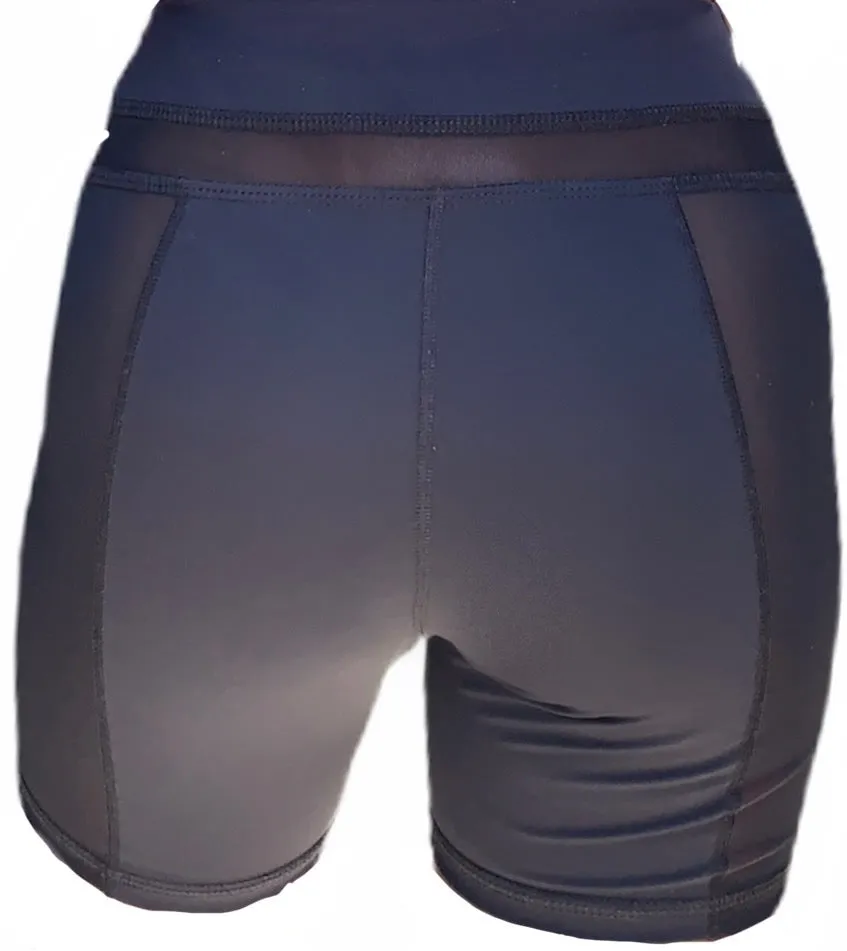 Power Mesh Cut Out Biker Short 6”