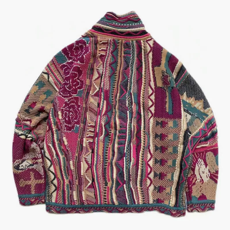 Retro Aesthetic Coogi Cardigan Wine Pink Color