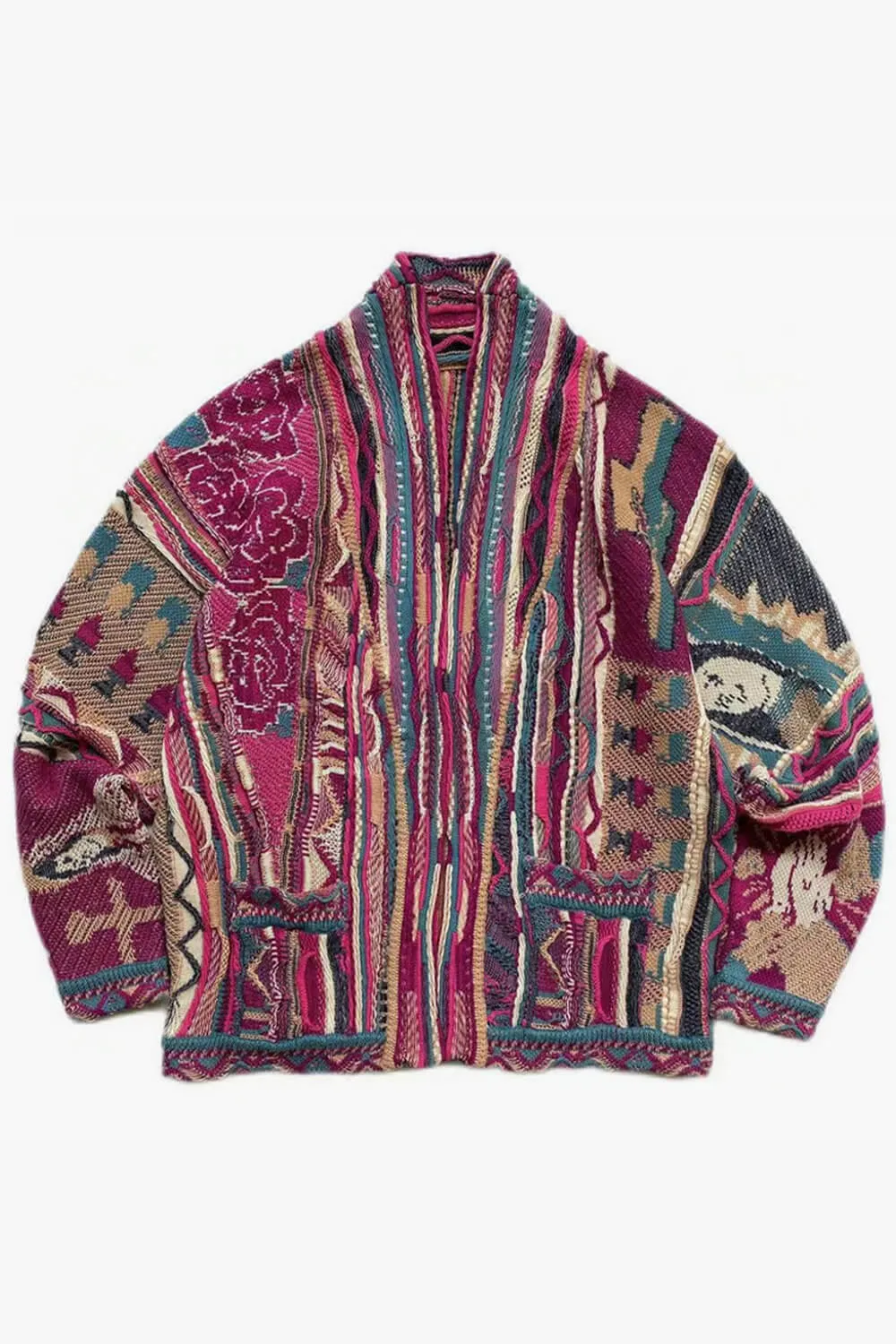 Retro Aesthetic Coogi Cardigan Wine Pink Color