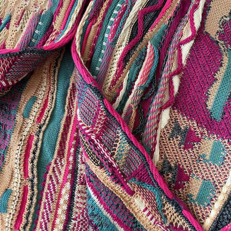 Retro Aesthetic Coogi Cardigan Wine Pink Color