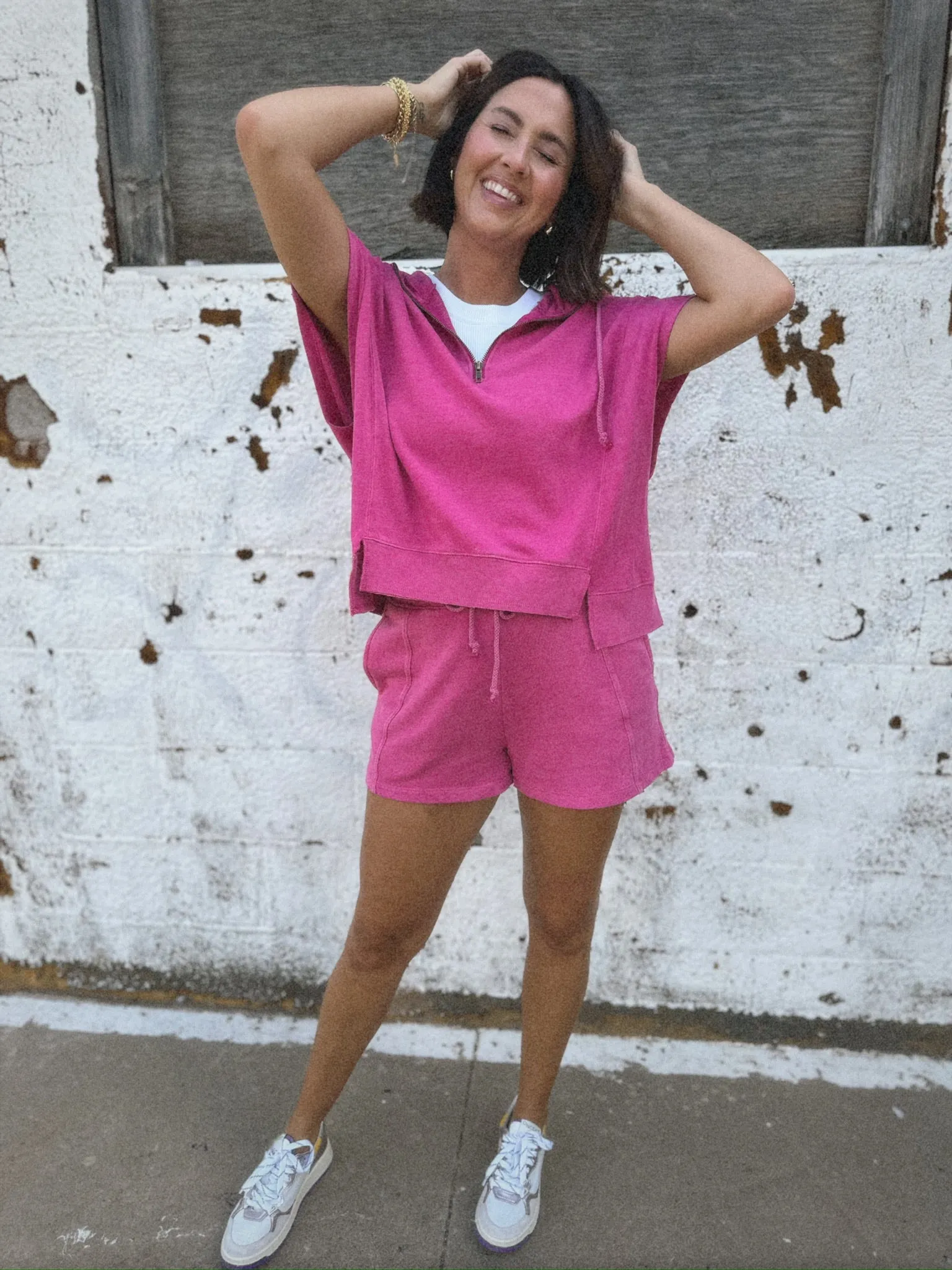 Seamed Terry Shorts | Fuchsia