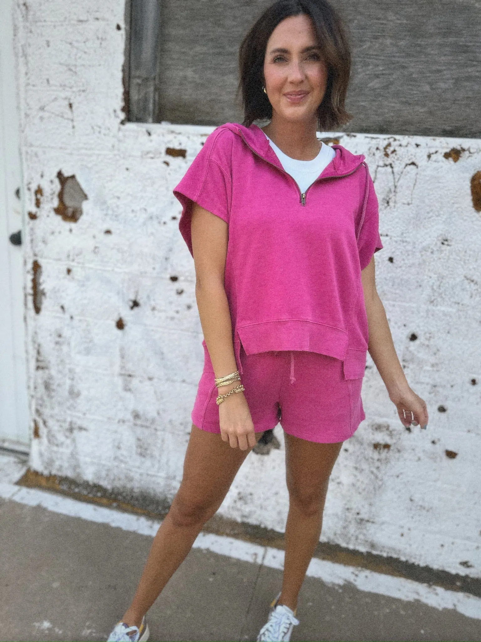 Seamed Terry Shorts | Fuchsia