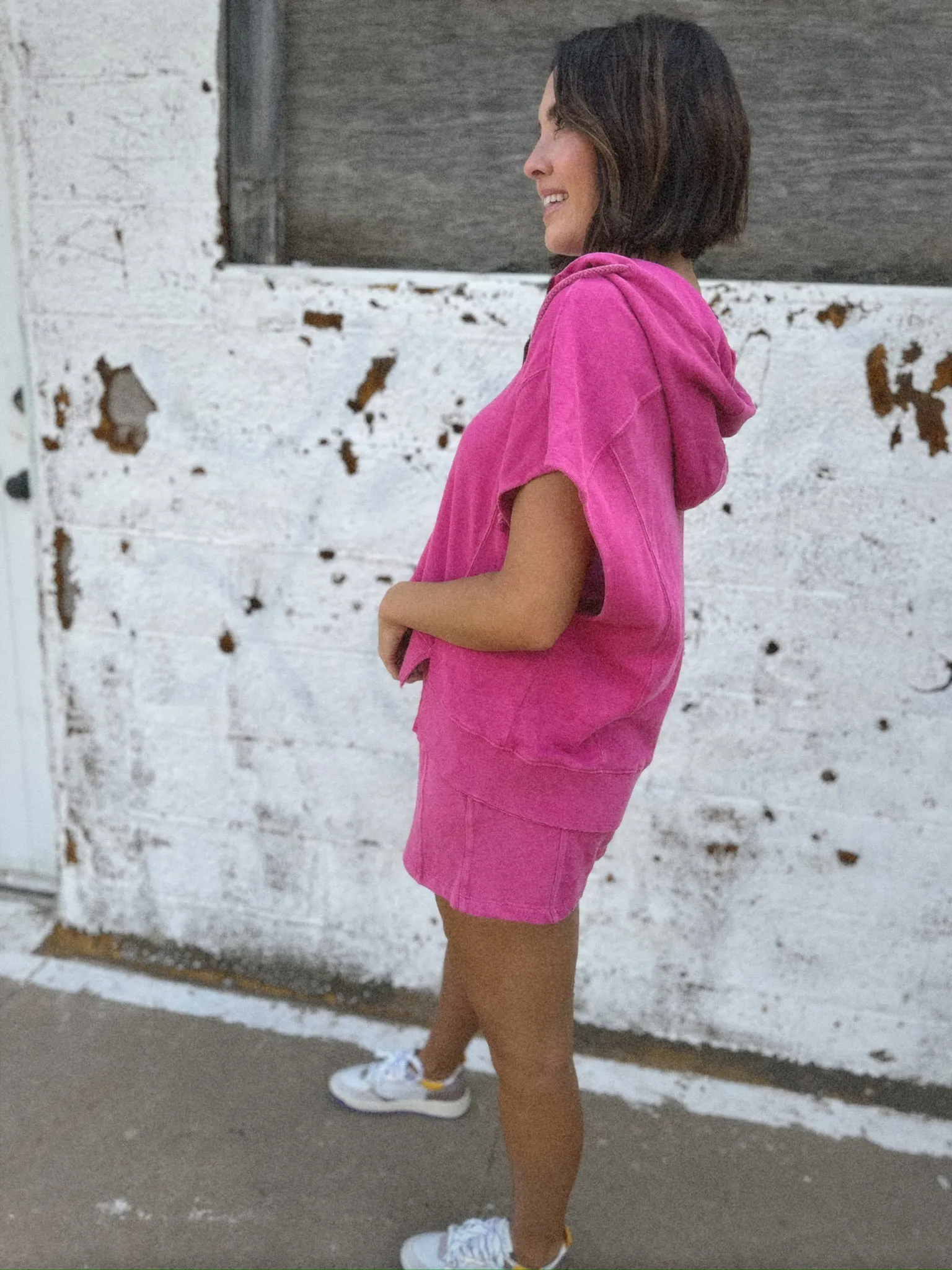 Seamed Terry Shorts | Fuchsia